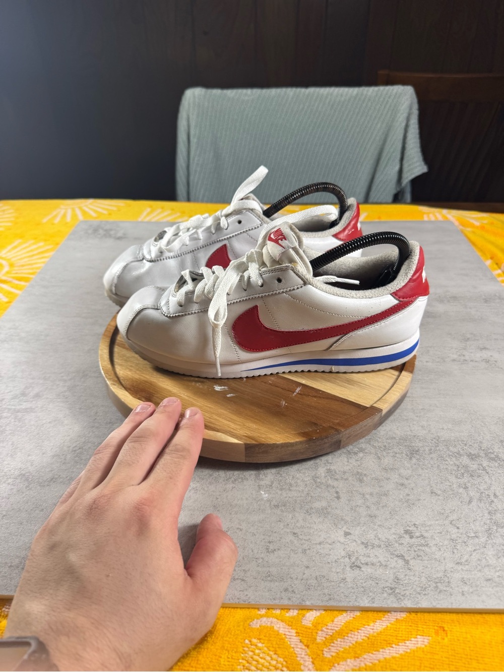 Men’s Nike Cortez Leather Tennis Shoes White / Red / Blue -  men’s 8.5/womens 10